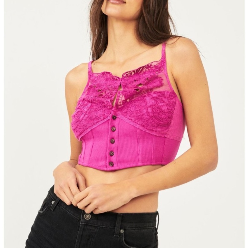 Free People Have My Heart Cropped Tank Raspberry Sherbert